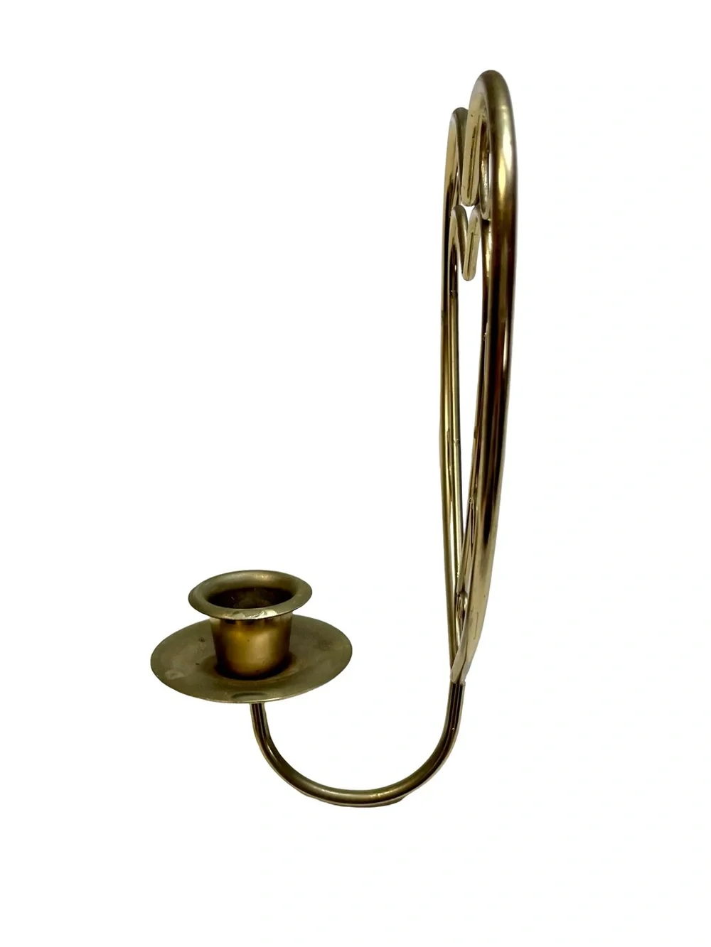 Vintage Gold Brass Heart Wall Sconce Taper Candle Holder